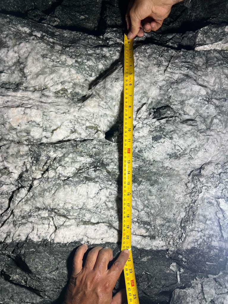 Quartz vein exposed on an underground rock face